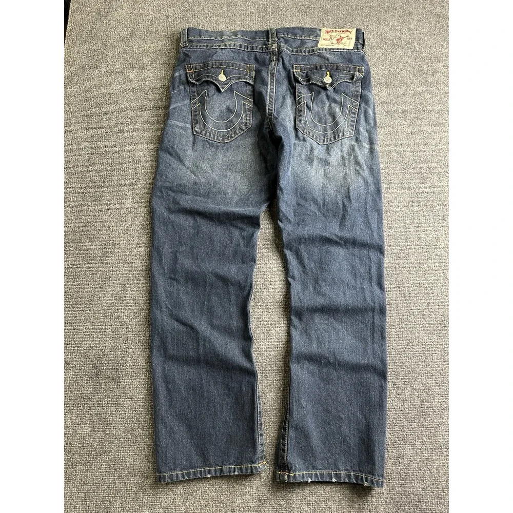 Mens True Religion World Tour Made in USA Blue Denim Jeans, Size 40